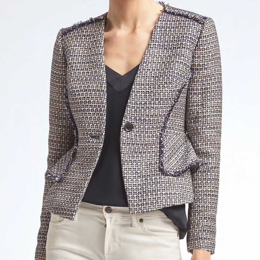 Banana Republic Tweed Peplum Blazer